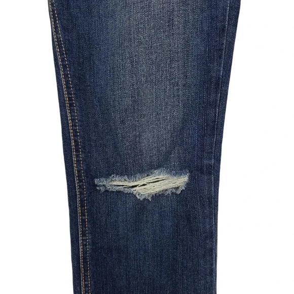 Current Elliott The Cropped Straight Jeans Mid Rise Distressed Denim Raw Hem - Picture 4 of 9